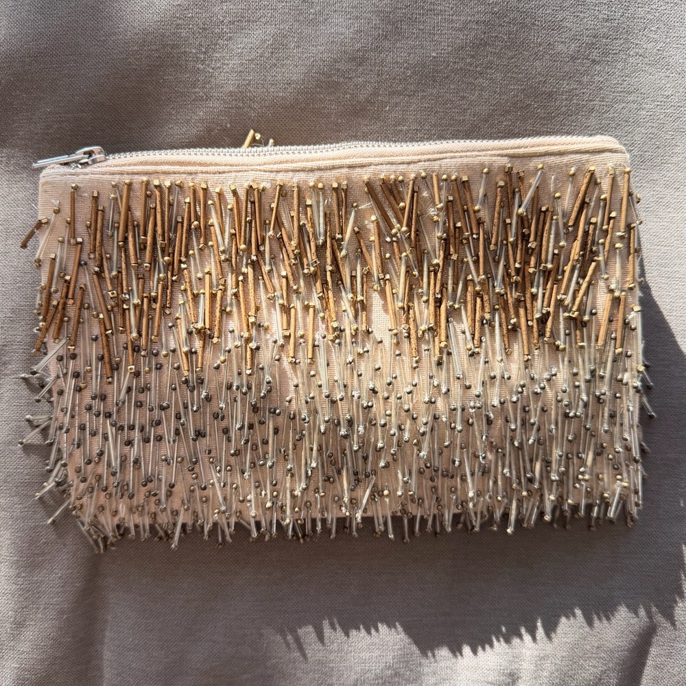 Miss Albright Gold and Cream Beaded Clutch